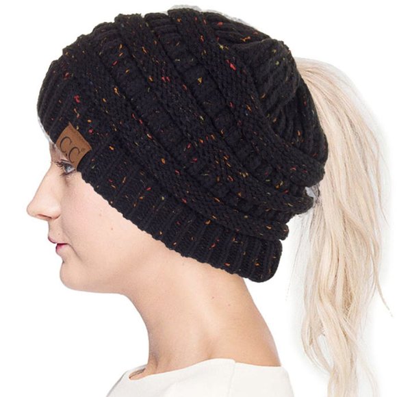 C.C Unisex Ribbed Confetti Knit Beanie - Soft Stretch Acrylic Winter Hat, Teal - View #9